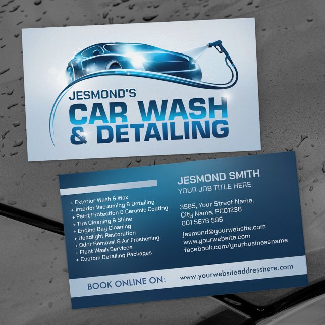 Tarjeta De Visita Lavado de coches y destello profesional (Subido por el creador)