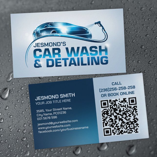 Tarjeta De Visita Lavado de coches y destello profesional (Subido por el creador)