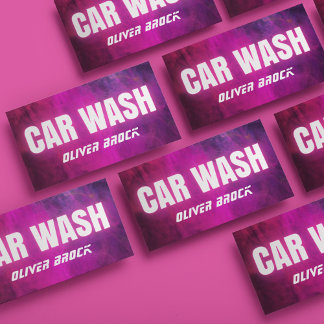 Tarjeta De Visita Lavado de coches y Neón rosa de desconexión automá