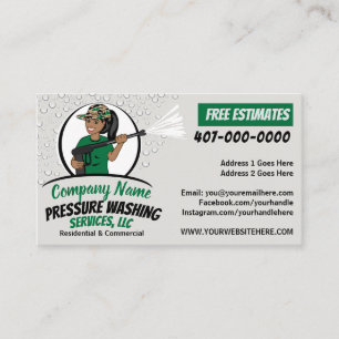 Tarjeta De Visita Lavado de energía de presión y limpieza afroameric