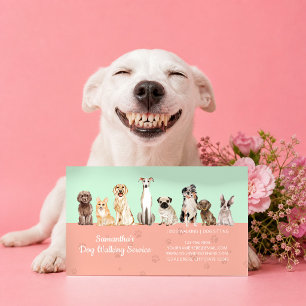 Tarjeta De Visita Lavado de Perro Autoservicio Verde Acuarela Baño C