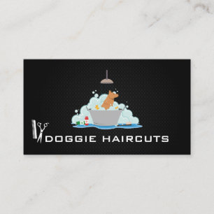 Tarjeta De Visita Lavado de perro   Groomer   Fondo de malla negra