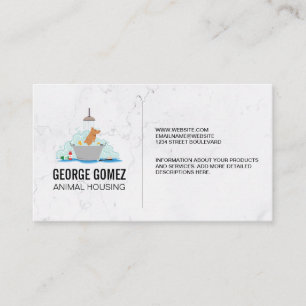 Tarjeta De Visita Lavado de perro   Sentación del Mascota   Mármol