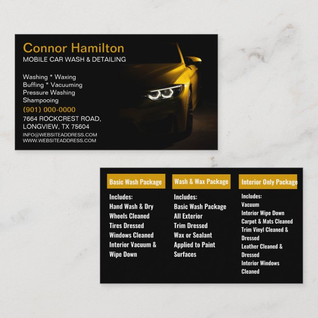 Tarjeta De Visita Lavado de presión de desuso de lavado de coche móv (Anverso / Reverso)