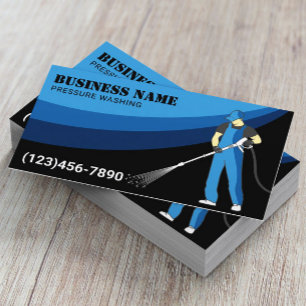 Tarjeta De Visita Lavado de presión Lavado de energía Limpieza azul