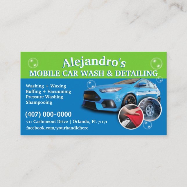 Tarjeta De Visita Lavado y desconexión de coches móviles - Tem de la (Anverso)