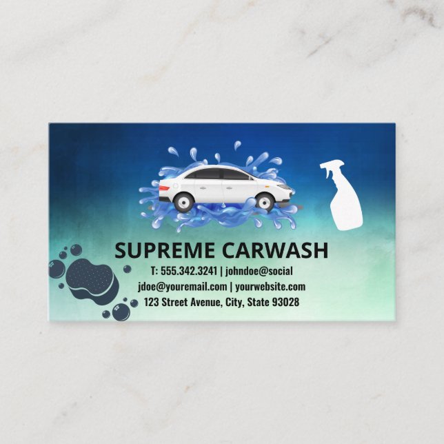 Tarjeta De Visita Lavado y desconexión de coches | Spray and Sponge (Anverso)