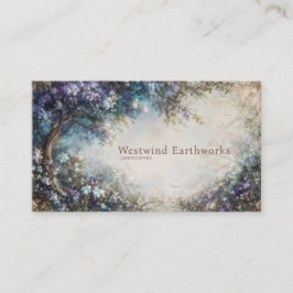 Tarjeta De Visita Lavanda Azul Jardín Floral Fantasía Romántica