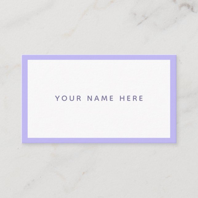 Tarjeta De Visita Lavanda de paño blanco mínimo para pasto morado (Anverso)