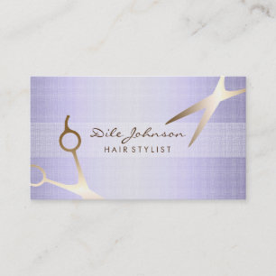Tarjeta De Visita Lavanda del lino del salón del purpurina del oro