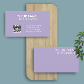 Tarjeta De Visita Lavanda digital | Código QR profesional Minimalist