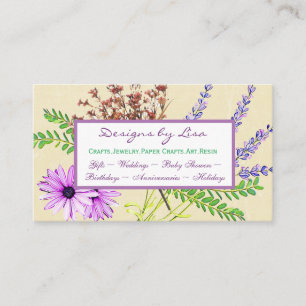Tarjeta De Visita Lavanda floral de bonito y artesanía de Daisies