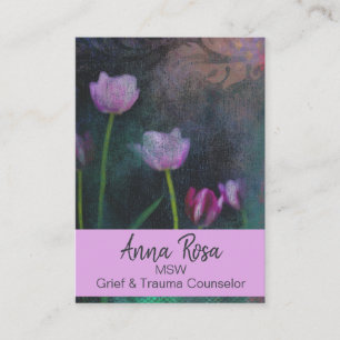 Tarjeta De Visita *~* Lavanda gris Tulipán rosa Grunge Vintage Shabb