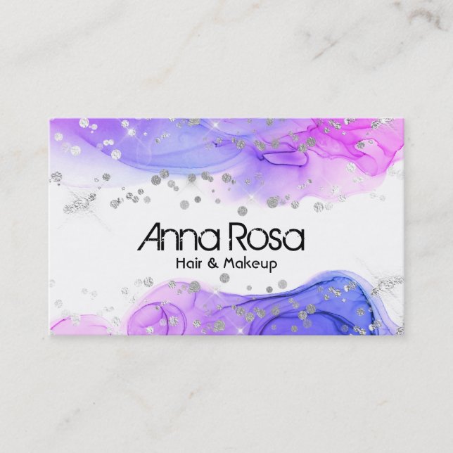 Tarjeta De Visita Lavanda moderna de la magenta del extracto de la (Anverso)