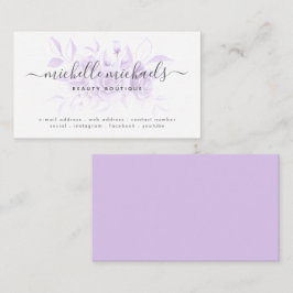 Tarjeta De Visita Lavanda Morado Floral Mínimo Script Moderno 