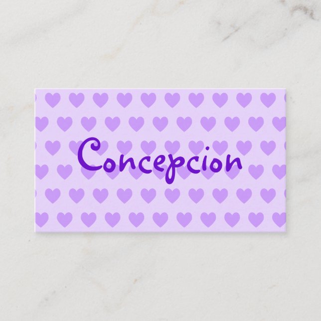 Tarjeta De Visita Lavanda personalizada y patrón cardíaco morado (Anverso)