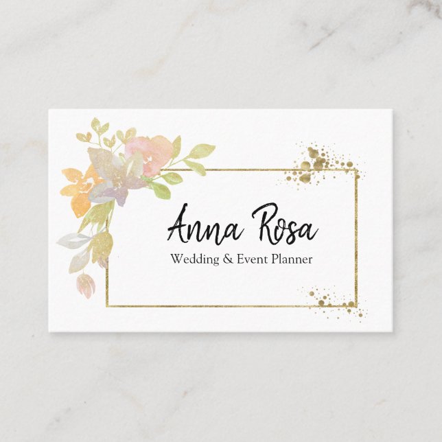 Tarjeta De Visita *~* Lavanda rosa dorada Flor acuática elegante (Anverso)