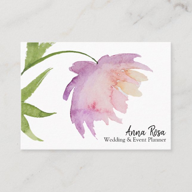 Tarjeta De Visita *~* Lavanda rosa Elegante Flor de Peonía acuática (Anverso)