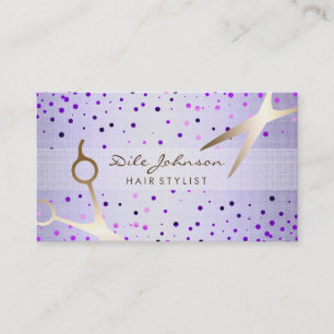Tarjeta De Visita Lavanda Saloon Linen de Purpurina Gold de estilo H