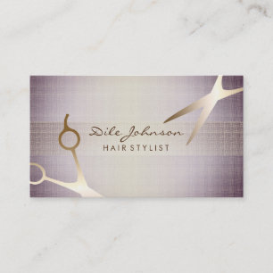 Tarjeta De Visita Lavanda Saloon Linen de Purpurina Gold de estilo H