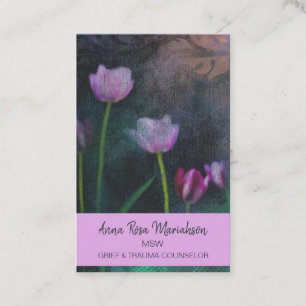 Tarjeta De Visita *~* Lavanda Tulipán gris rosa Grunge Shabby Vintag