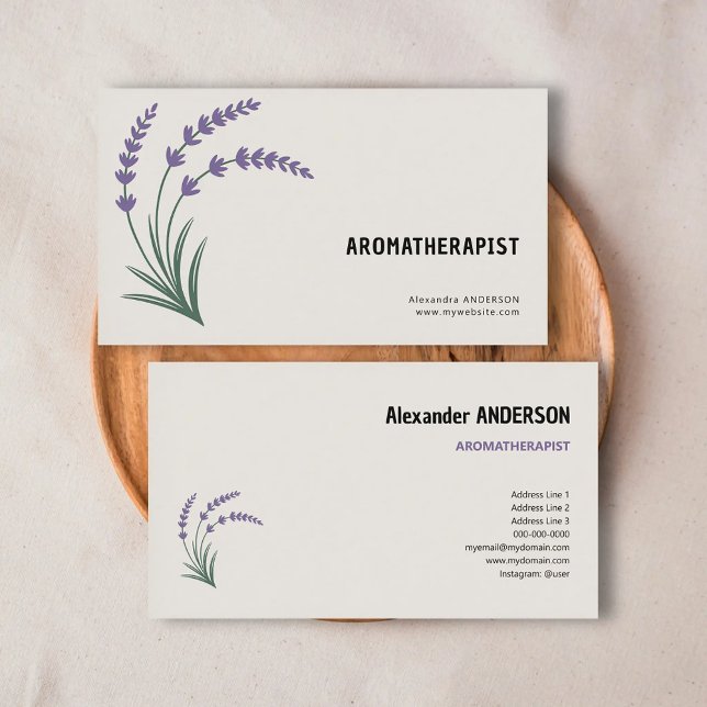 Tarjeta De Visita Lavanda y Aromaterapeuta (Lavender & Aromatherapist Business Card)