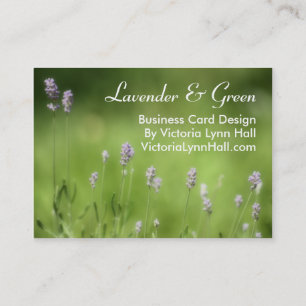 Tarjeta De Visita Lavanda y fotografía floral del verde