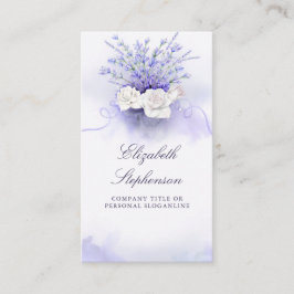 Tarjeta De Visita Lavandras Púrpura Elegante Floral Acuarela