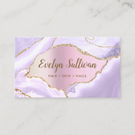 Tarjeta De Visita Lavender Agate Faux Pearlescent Relieve metalizado