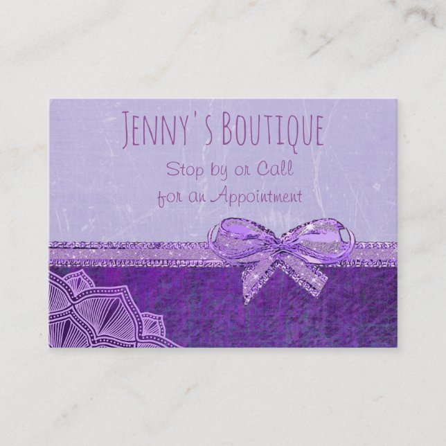 Tarjeta de visita Lavender and Purple Bow (Anverso)