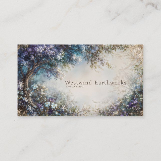 Tarjeta De Visita Lavender Blue Floral Grove Romantic Fantasy (Anverso)
