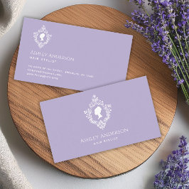 Tarjeta De Visita Lavender Elegant Lady en el Escudo Vintage Purple