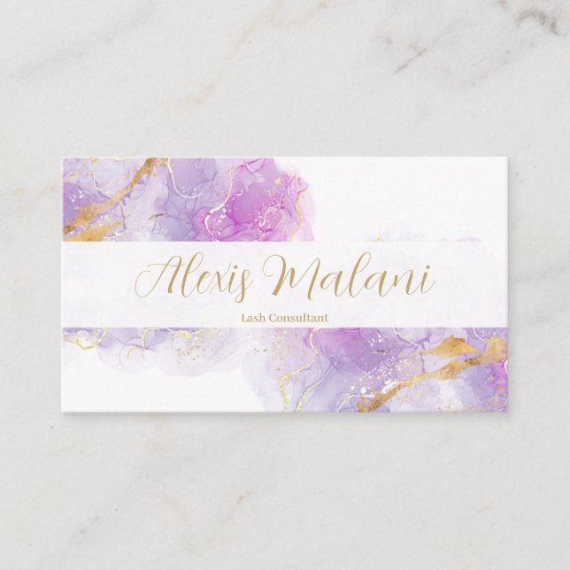 Tarjeta de visita Lavender/Gold (Anverso)