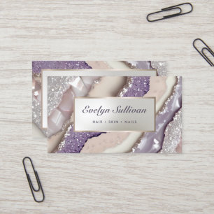 tarjeta de visita lavender ivory purpurina mármol