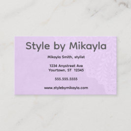 Tarjeta De Visita Lavender Lace Beautician Stylist Event Planner