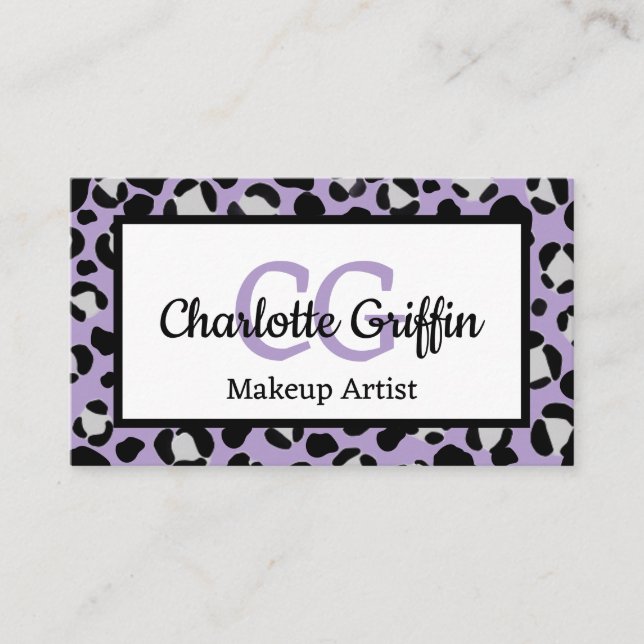 Tarjeta De Visita Lavender Leopardo Púrpura Artista De Impresión De  (Anverso)