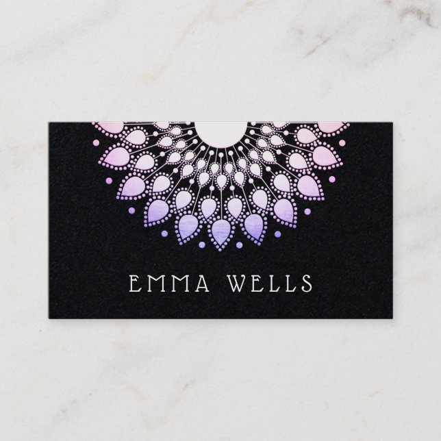 Tarjeta De Visita Lavender Lotus Flower Mandala (Anverso)