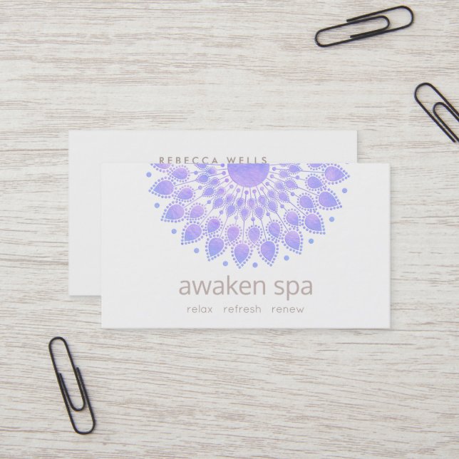 Tarjeta De Visita Lavender Lotus Flower Natural Spa and Beauty (Anverso/Reverso In Situ)