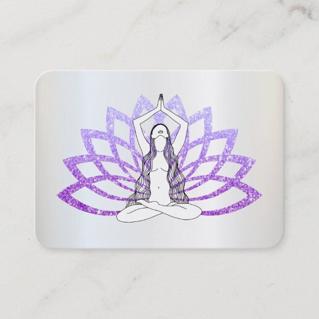 Tarjeta De Visita *~* Lavender Lotus Yoga Woman Healing Energy  (Anverso)