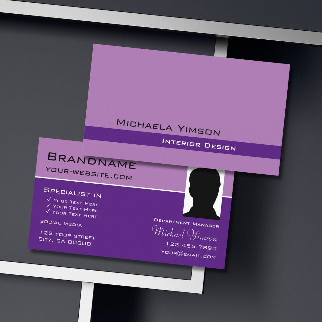 Tarjeta De Visita Lavender Purple Classic con Photo Professional (Subido por el creador)