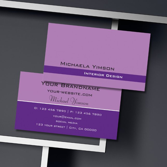 Tarjeta De Visita Lavender Purple Classic Simple y Profesional (Subido por el creador)