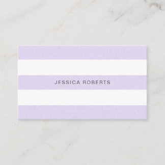 Tarjeta De Visita Lavender Purple Faux Linen Stripes Patrón moderno