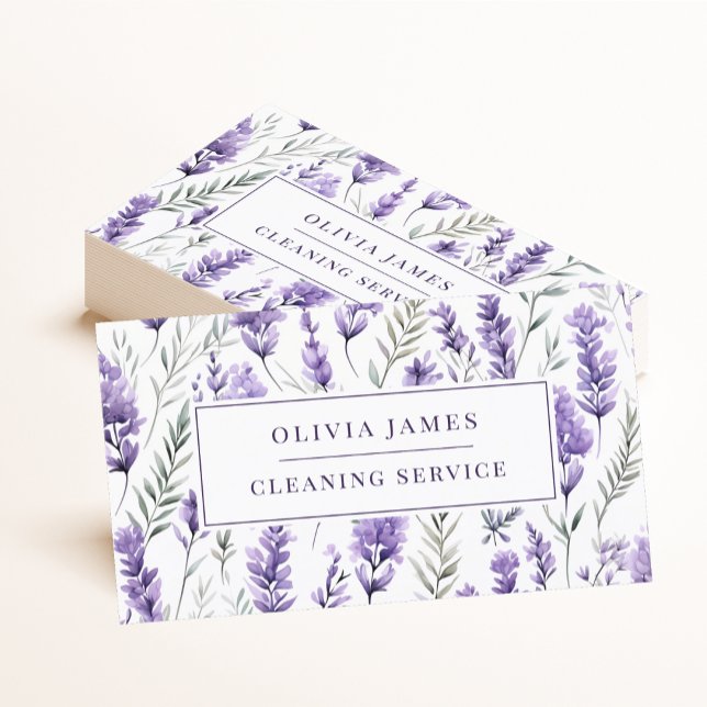 Tarjeta De Visita Lavender Purple Floral Limpieza doméstica (Subido por el creador)