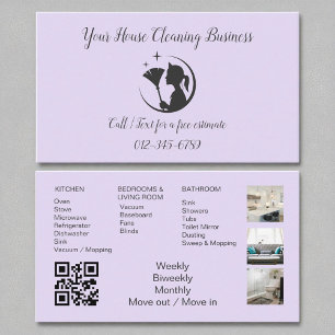 Tarjeta De Visita Lavender Purple Maid Clehouse QR Code