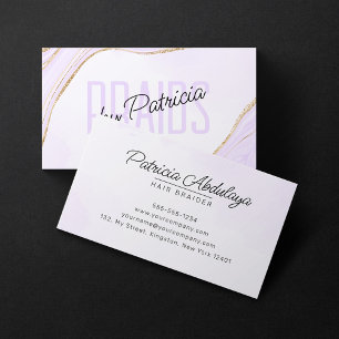Tarjeta De Visita Lavender Purpurina de oro Agate Hair Braike Salon