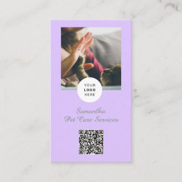 Tarjeta De Visita Lavender Script Business Card QR Code Service Menu