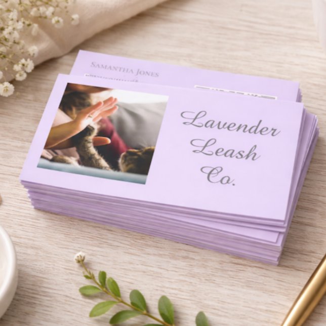 Tarjeta De Visita Lavender Script Business Card QR Code Service Menu (Subido por el creador)