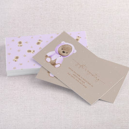 Tarjeta De Visita Lavender Teddy Bear Registro de Regalos Baby Showe