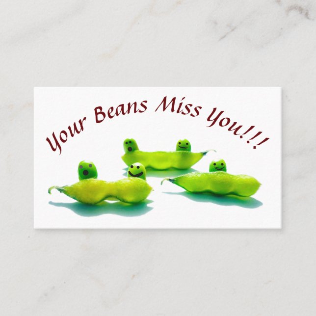 Tarjeta De Visita LavishlyOn Beans Asistencia /Miss You Card (Anverso)