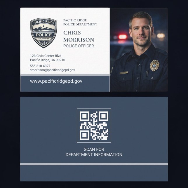 Tarjeta De Visita Law Enforcement Photo QR Code Police Business Card (Subido por el creador)